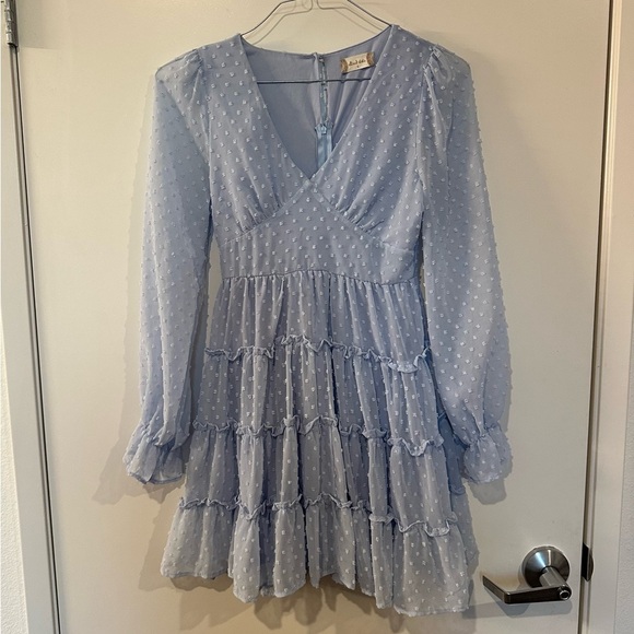 Altar’d State Eliza Dress French Blue Swiss Dot Women’s Size Small Ruffles - Picture 2 of 10